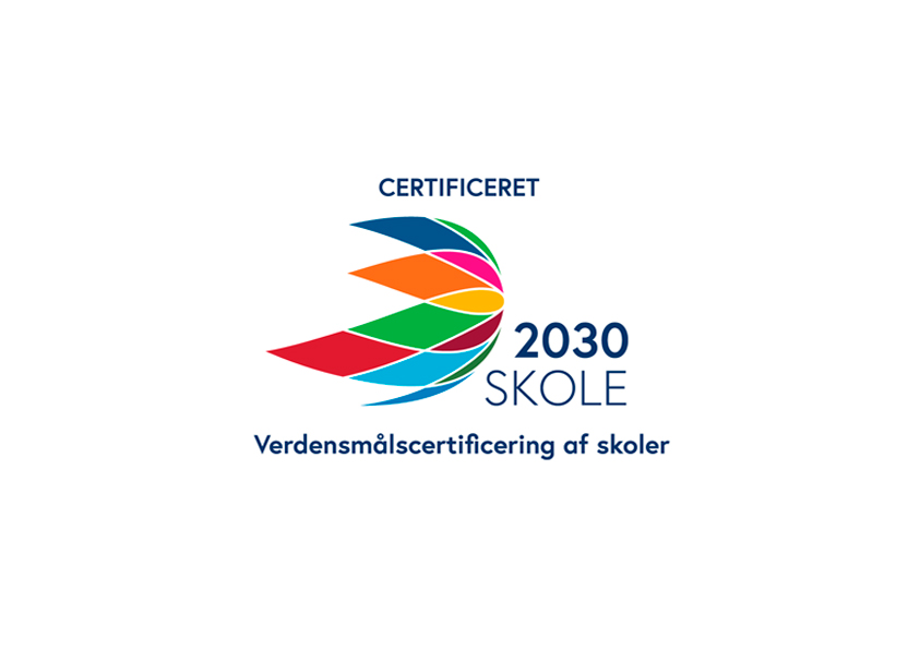 Logo for 2030 SKOLE-certifikat. Verdensmålscertificering 2021