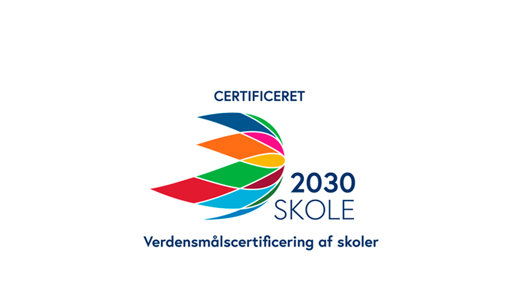 Logo for 2030 SKOLE-certifikat. Verdensmålscertificering 2021